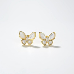 Women'S Elegant Butterfly Copper Earrings Plating Opal Stud Earrings 1 Piece