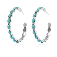 Women'S Vintage Style C Shape Synthetic Resin Alloy Turquoise Earrings Inlay Hoop Earrings