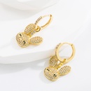 Rabbit shape Inlaid Colorful Crystals Drip Glazed HeartShaped Rabbit Mixed Color Earringspicture7