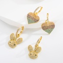 Rabbit shape Inlaid Colorful Crystals Drip Glazed HeartShaped Rabbit Mixed Color Earringspicture5