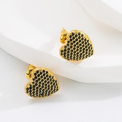 Simplicity and Exaggeration Heart-Shaped full Rhinestone inlaid Ear Studs
