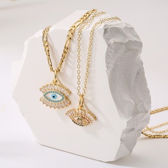 Women'S Fashion Devil's Eye Copper Necklace Inlaid zircon Zircon Copper Necklaces