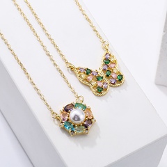 Fashion Copper Geometric Pattern Butterfly Necklace Daily Inlaid zircon Zircon Copper Necklaces