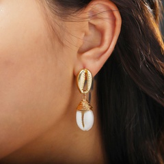 Baroque Style Shell Alloy Plating Inlay Shell Drop Earrings