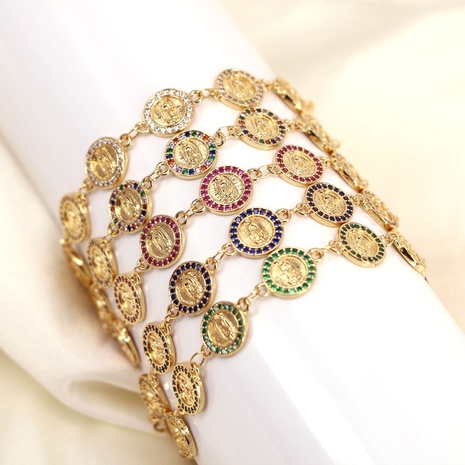 Women'S Vintage Style Round Copper Bracelets Gold Plated 1 Piece's discount tags