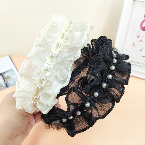 Frau Elegant Wellen Spitze Haarschmuck Perlen Eingelegte Perlen Künstliche Perlen Haarband's discount tags