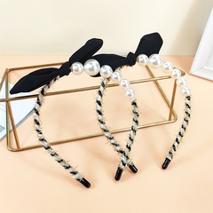 Women'S Sweet Bow Knot Beaded Hair Accessories Beaded Inlaid Pearls Pearl Hair Band