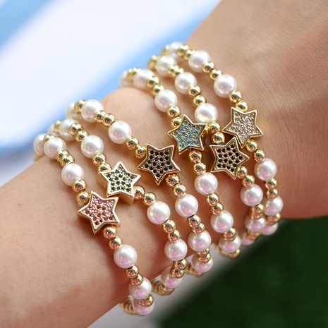 Women'S Elegant Star Copper Bracelets Beaded Pearl 1 Piece's discount tags