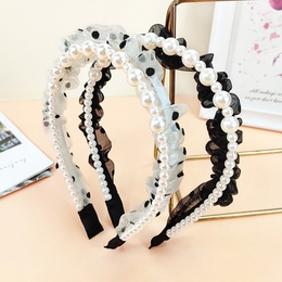 WomenS Sweet Geometric Cloth Hair Accessories Beaded Splicing Pearl Hair Bandpicture9