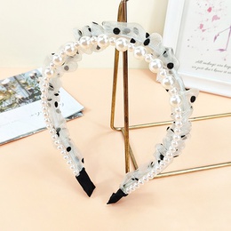 WomenS Sweet Geometric Cloth Hair Accessories Beaded Splicing Pearl Hair Bandpicture11