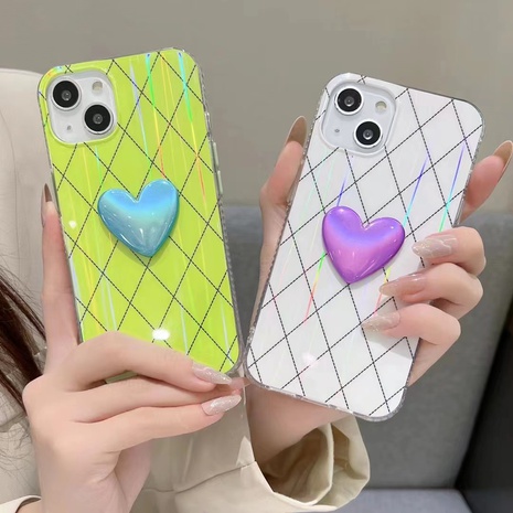 Moda creativa malla patrón corazón colorido Apple Iphone13promax funda de teléfono's discount tags