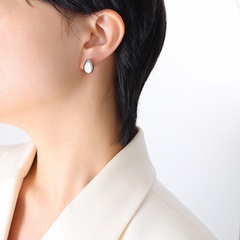 Women'S Fashion Simple Style Water Drop Titanium Steel Ear Studs Stainless Steel Earrings