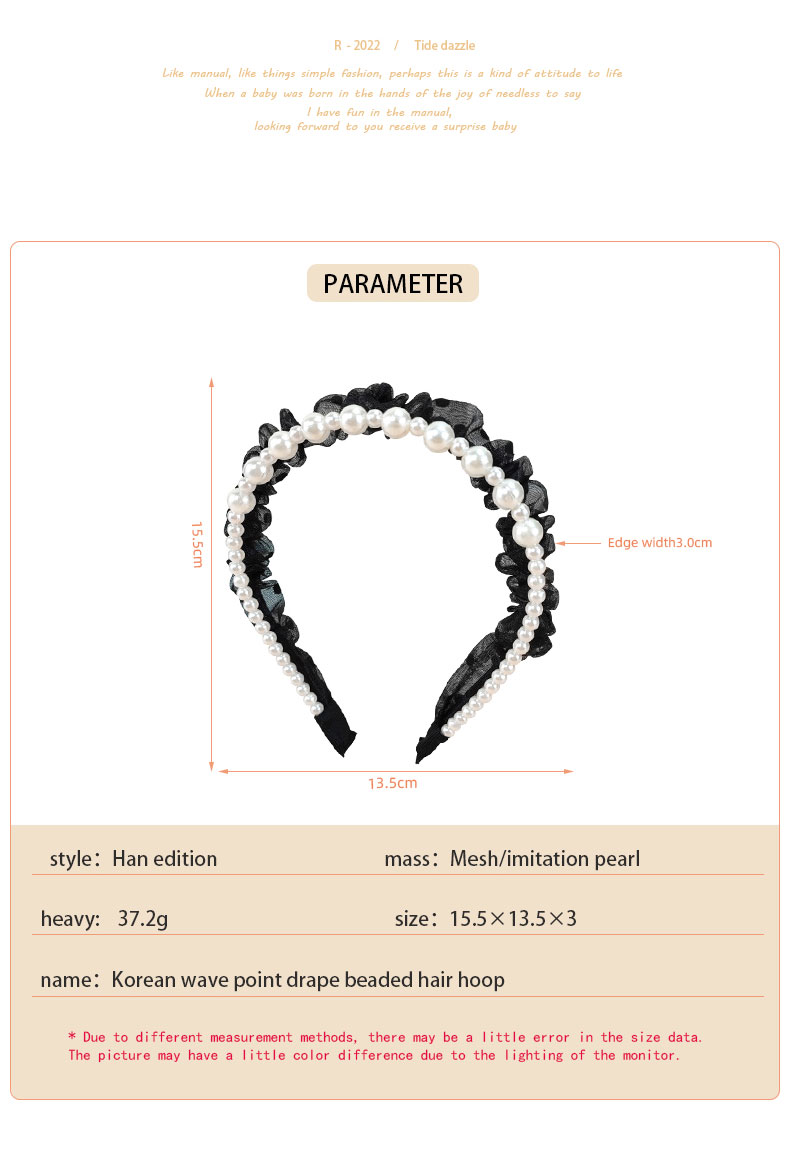 WomenS Sweet Geometric Cloth Hair Accessories Beaded Splicing Pearl Hair Bandpicture2