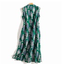 casual Summer Cotton and Linen Sleeveless fish print side laceup loose Dresspicture7