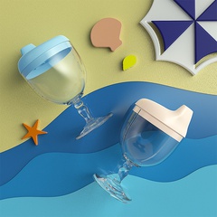 Children Fashion Creative Glass Baby Plastic Goblet Juice Drink Milk No-Spill Cup