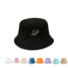 Summer New Wide Brim Sunshade Women's Planet Embroidery Bucket Hat