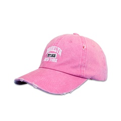 Fashion Wide Brim Pink Female Embroidery Letter-Printing Peaked Cap