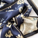 Fashion Floral DoubleSided Blue White Mulberry Silk DoubleLayer Silk Scarfpicture3