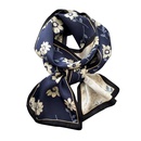 Fashion Floral DoubleSided Blue White Mulberry Silk DoubleLayer Silk Scarfpicture4
