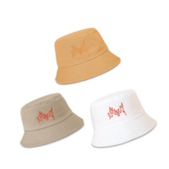 Fashion Flame Embroidered Sun-Proof Solid Color Bucket Hat Women