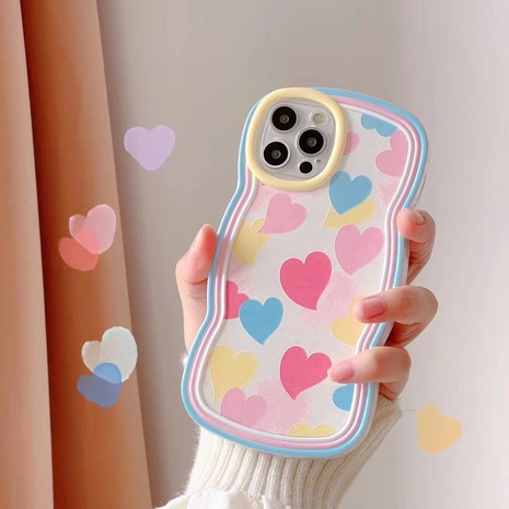 Creative Fashion Simple Wavy Macaron Heart for Iphone13promax Phone Case's discount tags