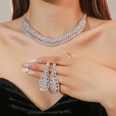 Frau Luxus Mode U-Form Legierung Strass steine Ohrringe Halskette Schmuck-Set Überzug Diamant Strass steine 1 Satz