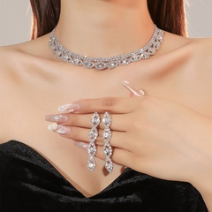 Women'S Luxury Fashion U Shape Water Droplets Alloy Rhinestone Earrings Necklace Jewelry Set Plating Diamond Rhinestone 1 Set