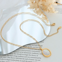 Women'S Fashion Simple Style Round Titanium Steel Shell Necklace Plating Stainless Steel Necklaces