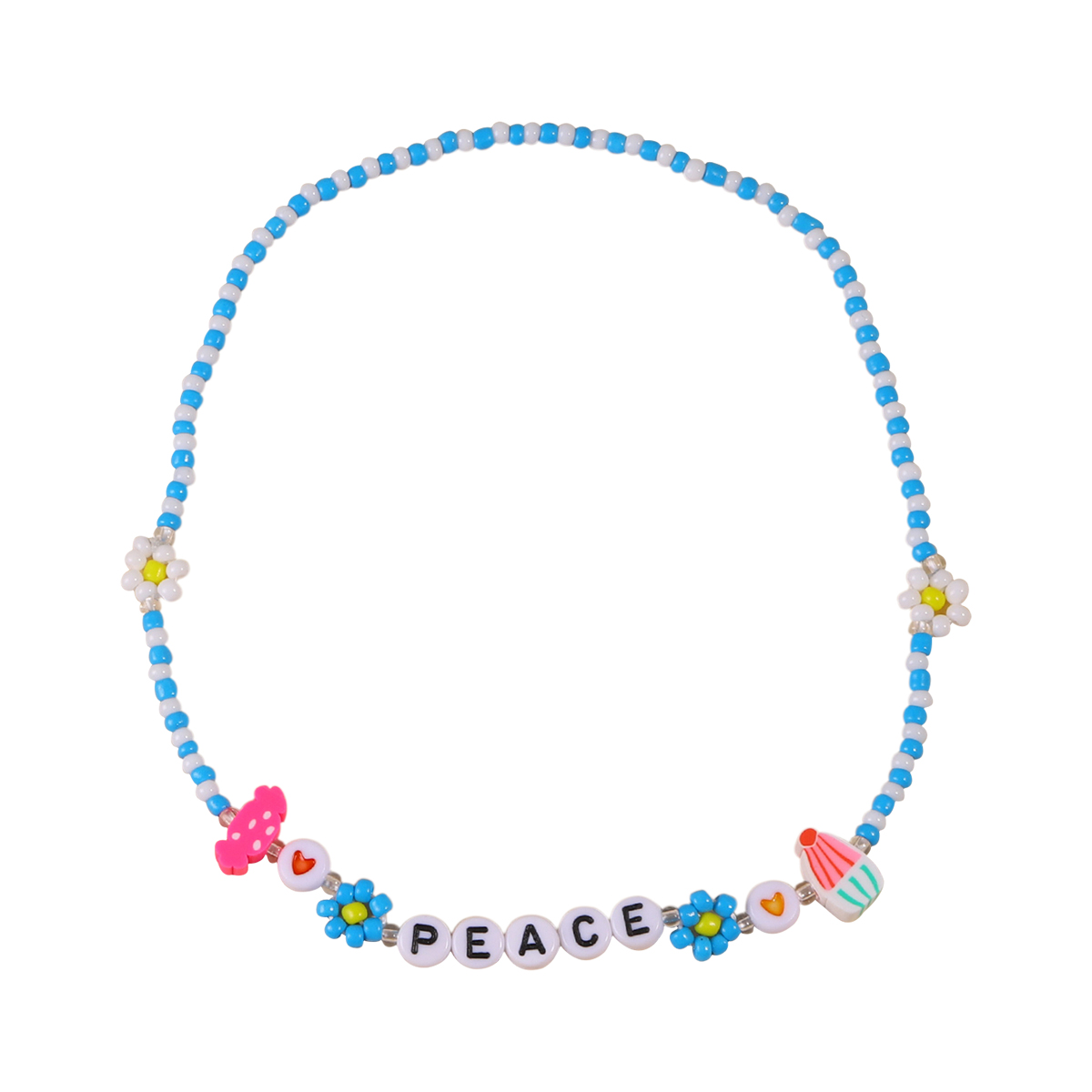 Neue Stil Sommer Blau Daisy Blume Brief Handgemachten Perlen halskette armbandpicture7
