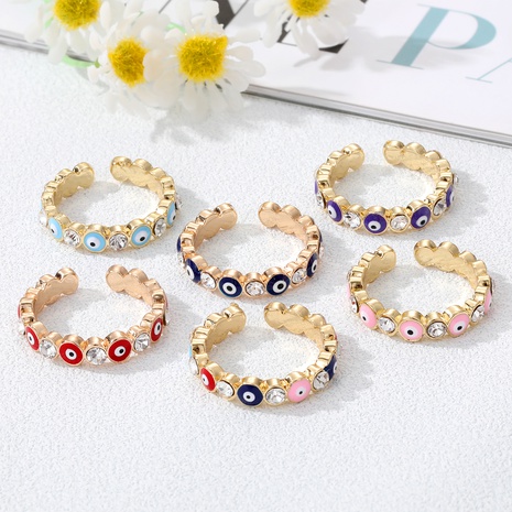 Women'S Simple Style Devil's Eye Alloy Rings Plating Rhinestone Rings's discount tags