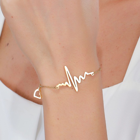 Unisex Fashion Electrocardiogram Alloy Bracelets Plating Stainless Steel Bracelets's discount tags