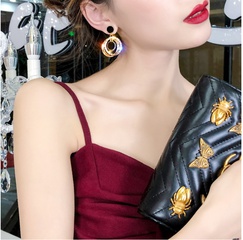 Women'S Fashion Shiny Pentagram Geometric Circle Alloy Earrings Plating Inlay Artificial Rhinestones Drop Earrings