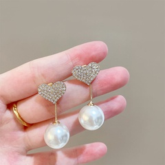 Women'S Elegant Heart shape Alloy Earrings Plating Artificial Pearl Drop Earrings 1 Set