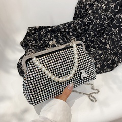 Fashion New Summer Pearl Tote Rhinestone-Encrusted Chain Shoulder Messenger Bag