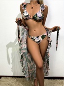 WomenS Casual Leaves Polyester Bikinis 3 Piece Setpicture9