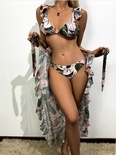 WomenS Casual Leaves Polyester Bikinis 3 Piece Setpicture10