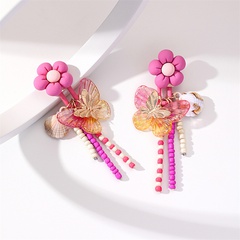 Flower Shell Butterfly decor beaded tassels Exaggerated Earrings