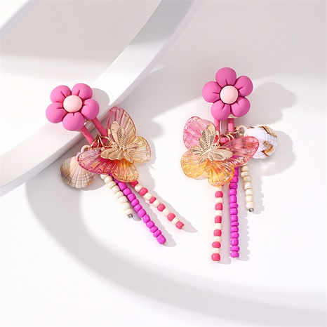 Blume Shell Schmetterling dekor perlen quaste Übertrieben Ohrringe's discount tags