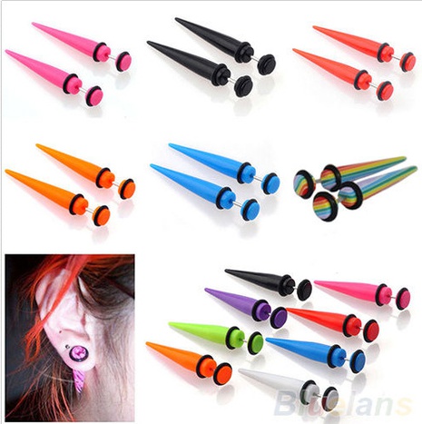 Acrylic Cone Pseudo Piercing Double Elastic Band Ear Studs's discount tags