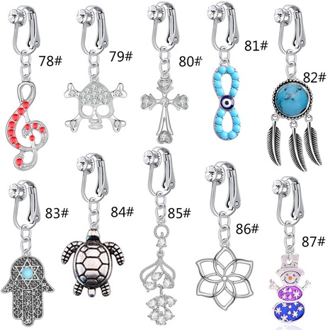 Zircon with rhinestone Stainless Steel Punch-Free Fake Navel Buckle Ear Clip's discount tags