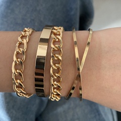 Mode Einfache Gold Überzogene Geometrische Glatte Armband Set für Frauen
