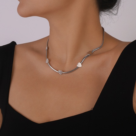 Moda Simple chapado en oro serpiente huesos cadena corazón Collar para mujeres's discount tags