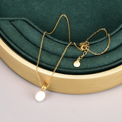 Fashion Vintage style Perfume Bottle Pearl pendant Titanium Steel 18K Gold Plating necklace