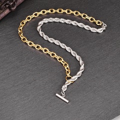 simple Style OT Buckle Two-Color Twist Chain Necklace Sweater Chain