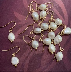 Simple style Handmade Pearl pendant Titanium Steel 18K gold-plated earrings