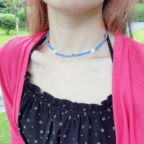 Neue stil Kontrast Farbe Blume Erdbeere Perlen Halskette Armband's discount tags
