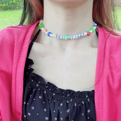 Böhmischen Stil Sommer Candy Farbe Brief Herz Bär Kurz Perle Perlen Halskette