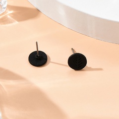 Fashion Simple Black Solid Color Square round Female Stud Earrings