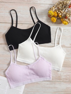 Solid Color Double Strap Sports Bras Neutral Comfort Cotton Wireless Bra Yoga Sports Breathable Lingerie