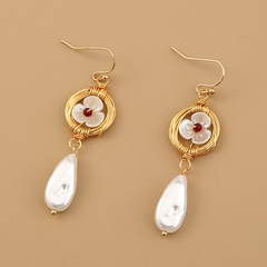Fashion Flower Imitation Pearl Alloy Resin Plating No Inlaid Earrings 1 Pair